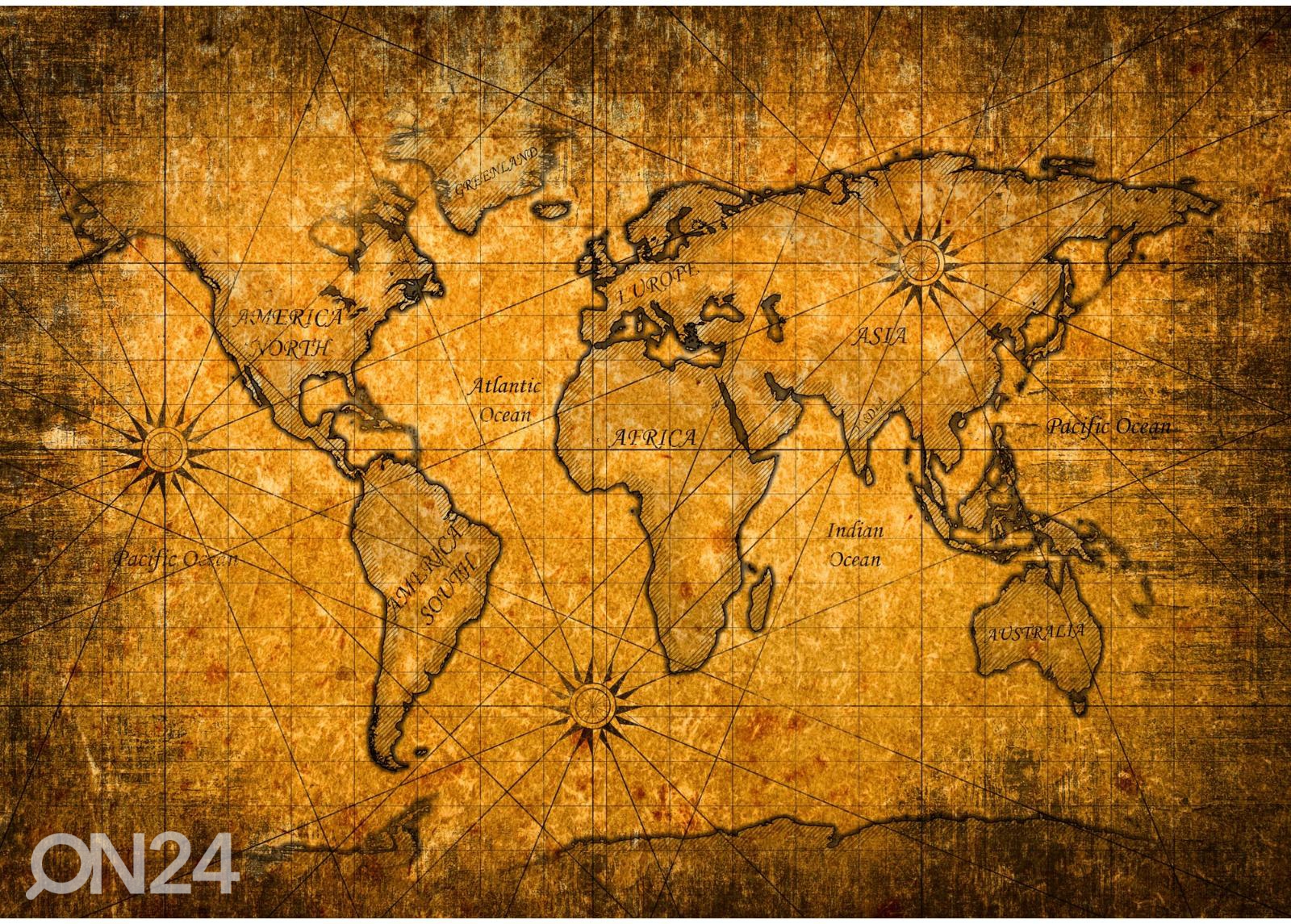 Fliis fototapeet Vintage World Map Ii suurendatud