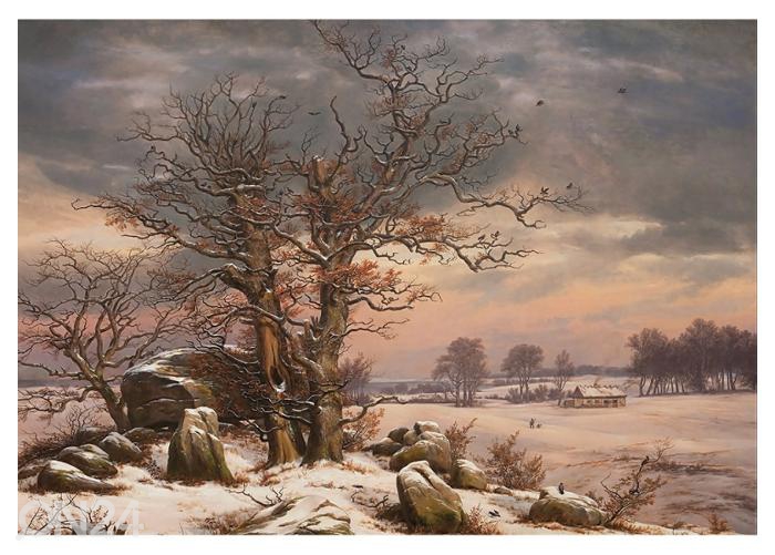 Fliis fototapeet Winter Landscape near Vordingborg Denmark by J.C. Dahl (Norwegian) 400x260 cm suurendatud