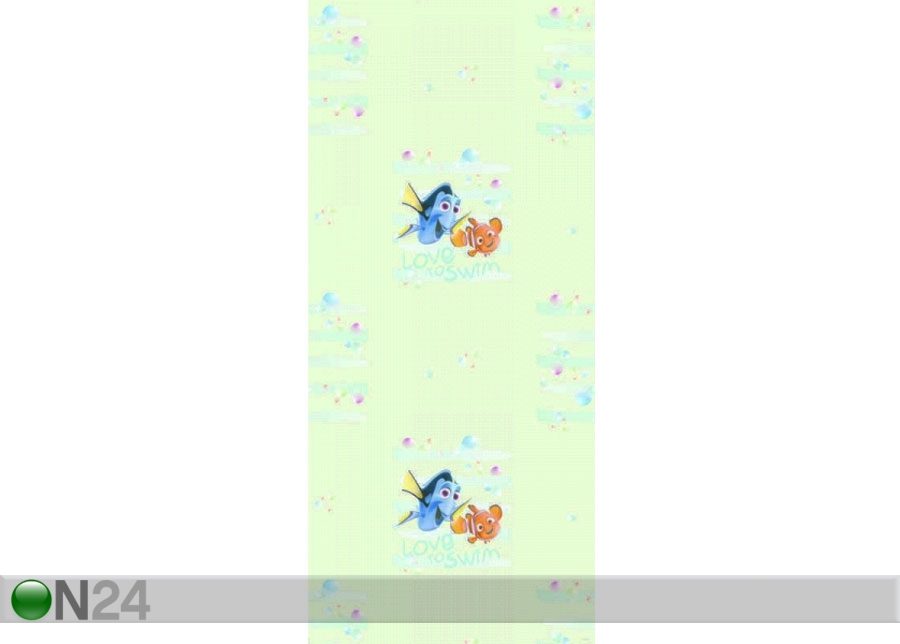 Fliistapeet Dory and Nemo Love to Swim, Light Green 53x1000 cm suurendatud