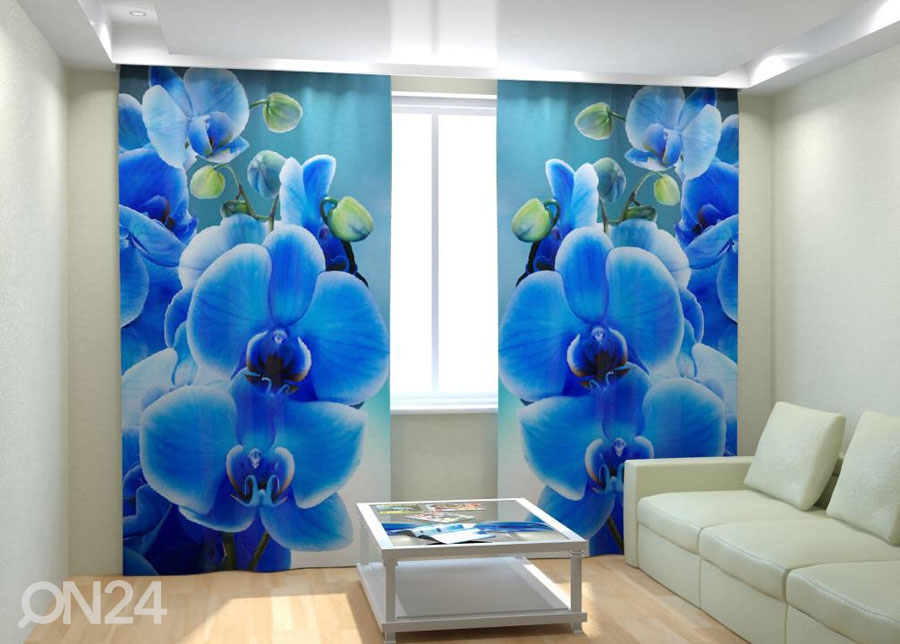 Fotokardinad Blue Orchid on the water 300x260 cm suurendatud