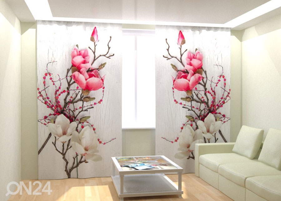 Fotokardinad Flowers on a White Tree 300x260 cm suurendatud