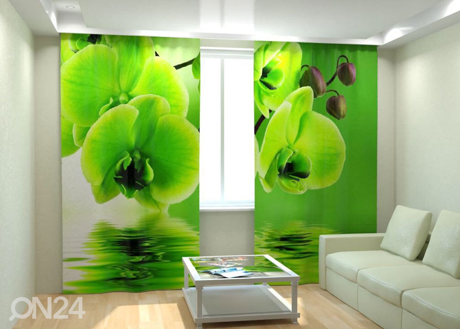 Fotokardinad Green Orchid on the water 300x260 cm suurendatud
