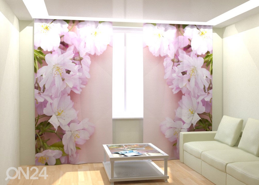 Fotokardinad Pink Cherry Flowers 300x260 cm suurendatud