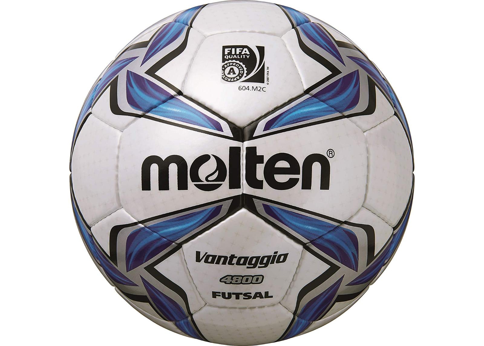 Futsal pall f9v4800 sünteetiline nahk valge-sinine-hõbe Molten suurendatud