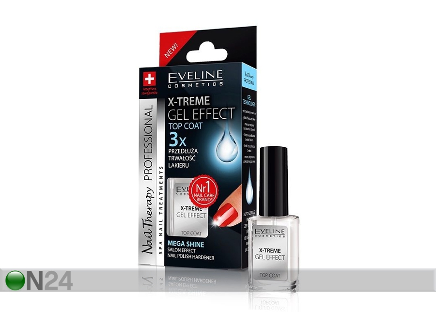 Geel-efektiga pealislakk Nail Therapy X-treme Eveline Cosmetics 12ml suurendatud