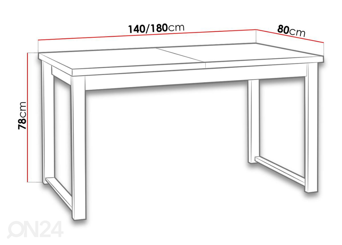 Jatkettava ruokapöytä 80x140-180 cm + 6 tuolia MN-402540   Sisustustavaratalo