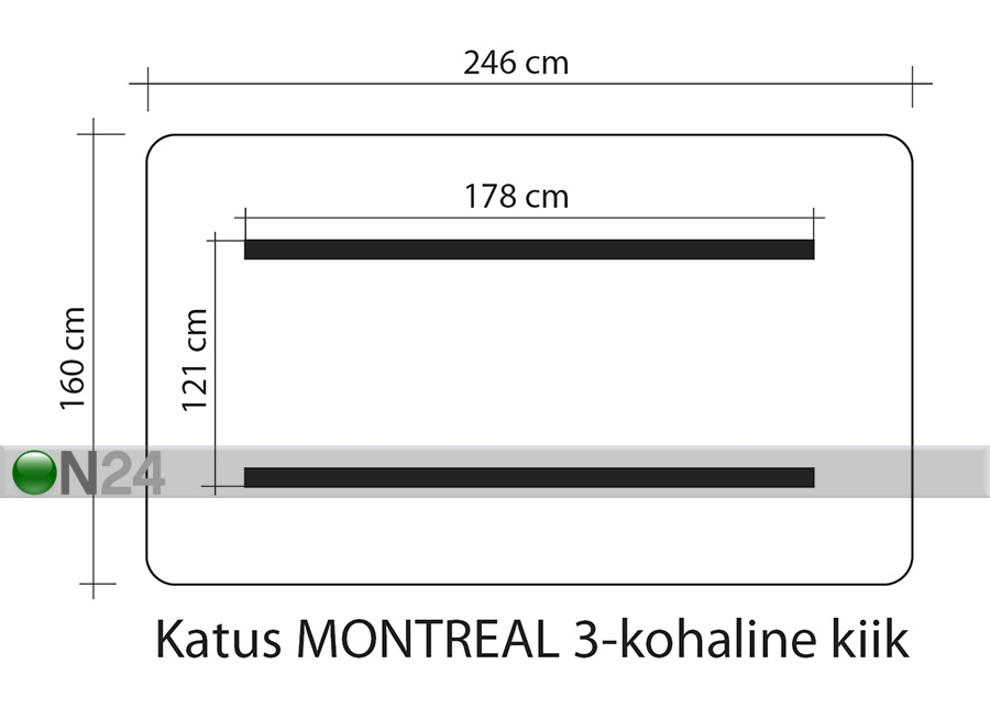 Kiigekatus Montreal 3 160x246 cm suurendatud mõõdud