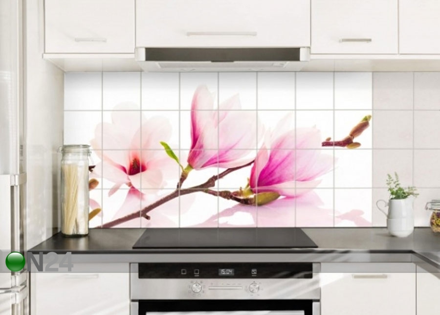 Kleebised seinaplaatidele Delicate magnolia branch 60x120 cm suurendatud