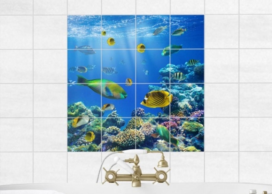 Kleebised seinaplaatidele Underwater Lights 120x120 cm suurendatud