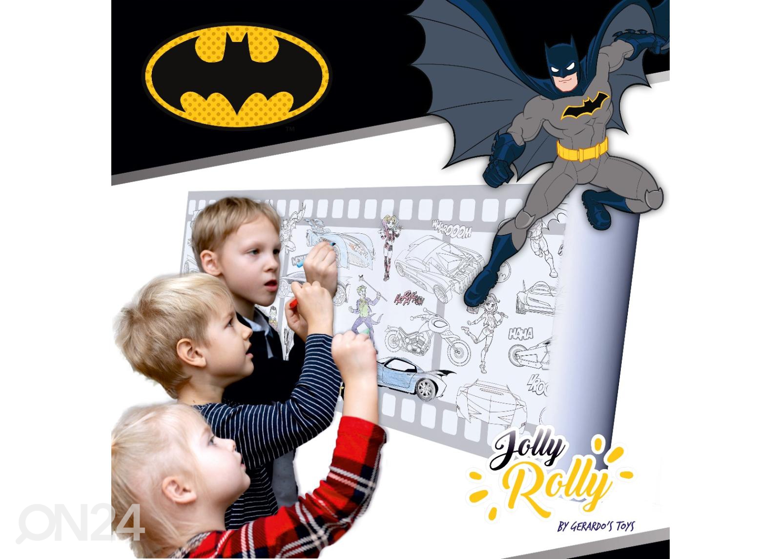 Kleebitav värvimispaber rullis Batman Gerardo's Toys Jolly Rolly suurendatud