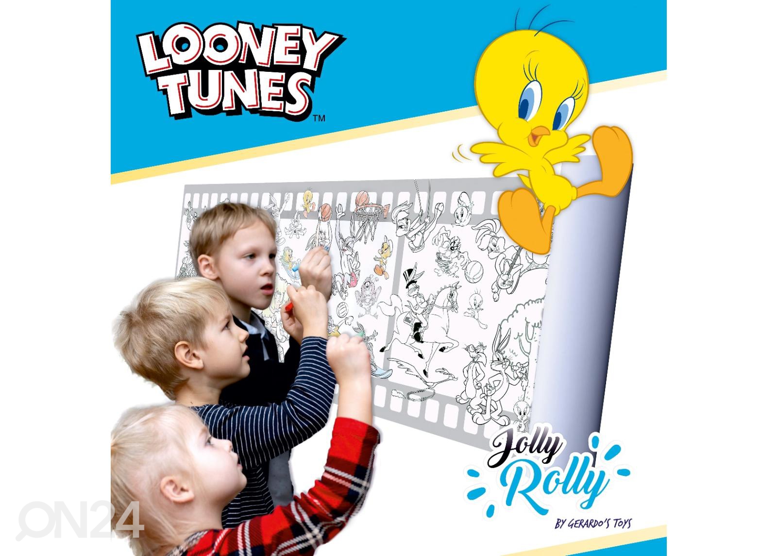 Kleebitav värvimispaber rullis Looney Tunes Gerardo's Toys Jolly Rolly suurendatud