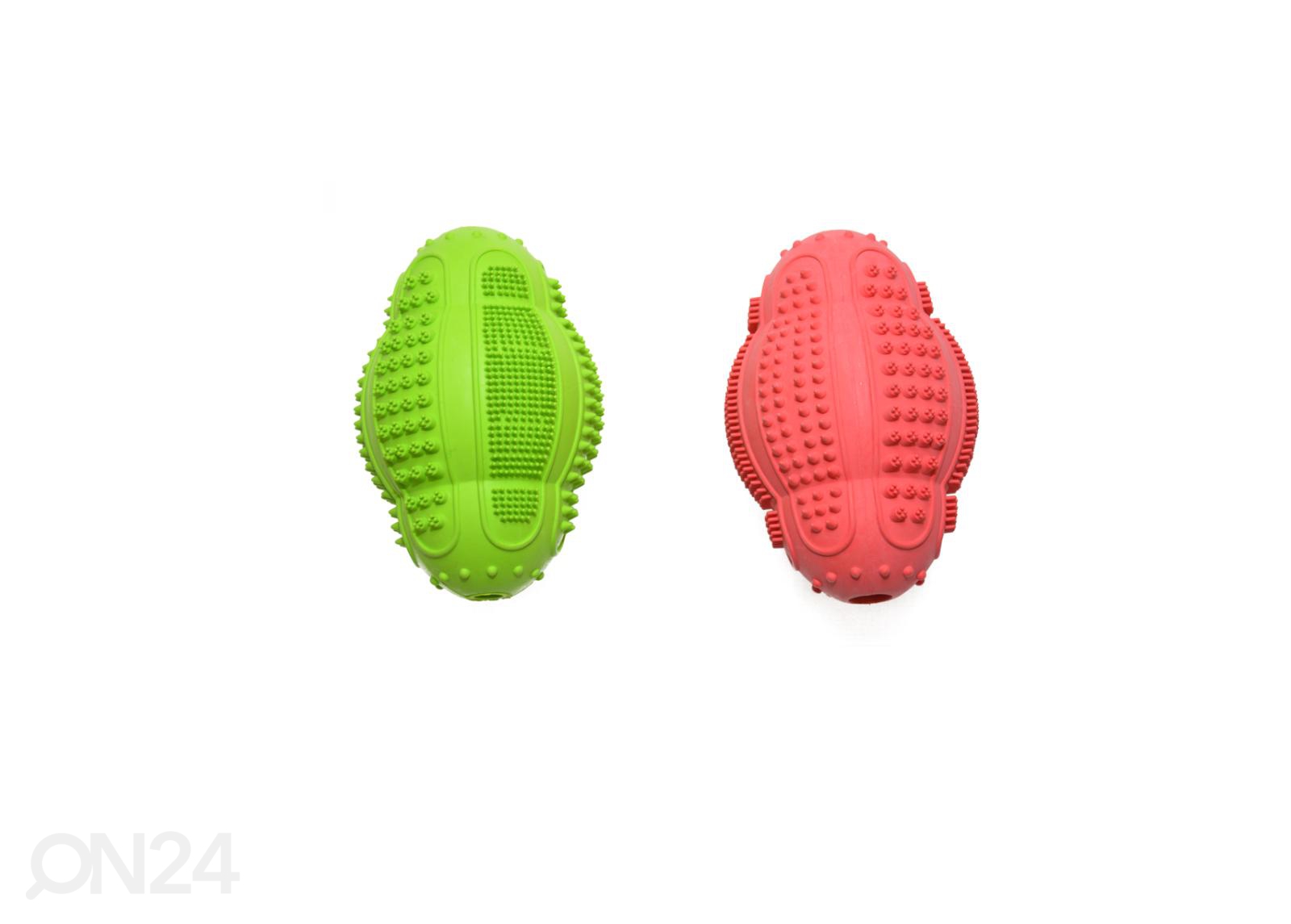 Koeralelu hambaravi ragby pall 11 cm punane/roheline Duvo+ suurendatud