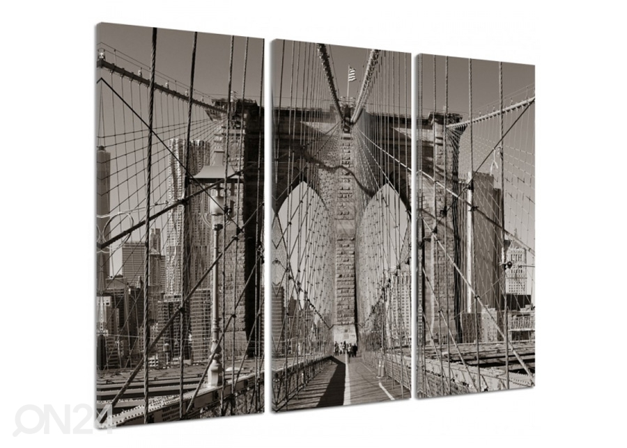 Kolmeosaline seinapilt Brooklyn Bridge 3D 90x80 cm suurendatud