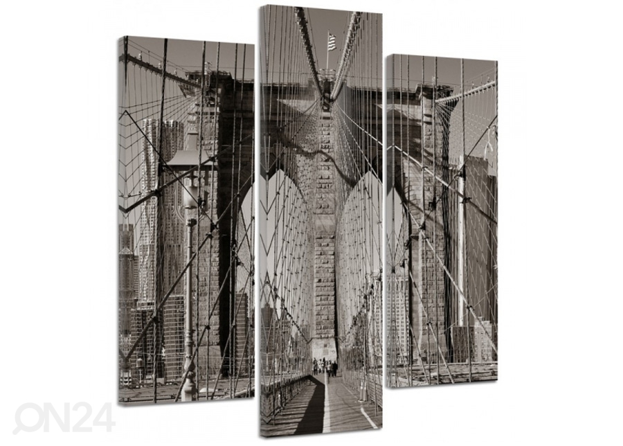 Kolmeosaline seinapilt Brooklyn Bridge 3D 90x80 cm suurendatud