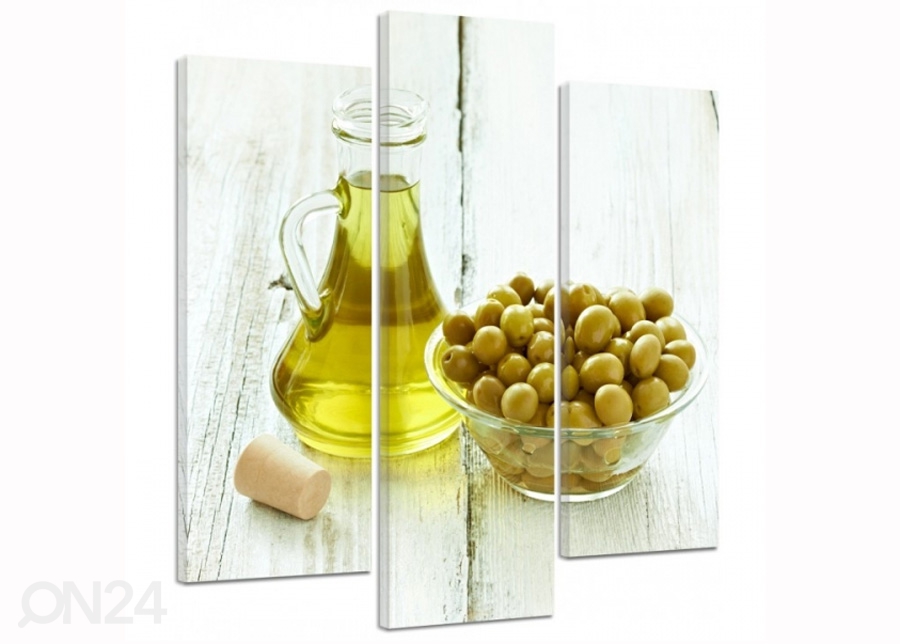 Kolmeosaline seinapilt Olives in a bowl 3D 90x80 cm suurendatud