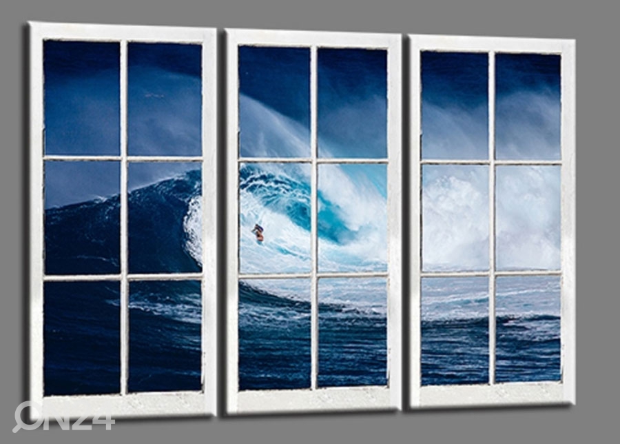 Kolmeosaline seinapilt Surfer Wave 120x80 cm suurendatud