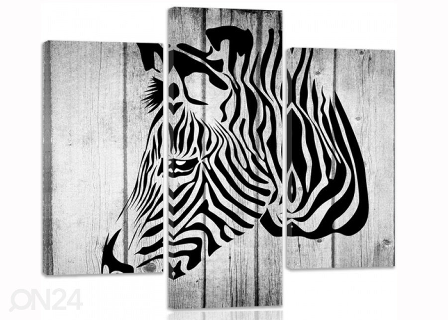 Kolmeosaline seinapilt Zebra on boards 3D 90x80 cm suurendatud