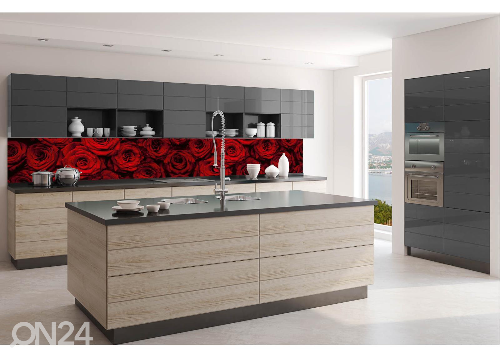 Köögi tagasein Beautiful Red Roses 180x60 cm suurendatud