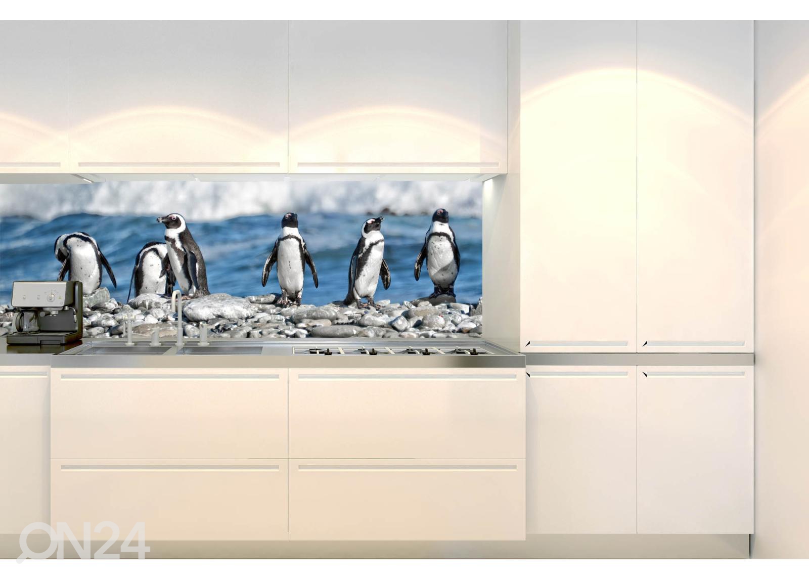 Köögi tagasein Row of penguins 180x60 cm suurendatud