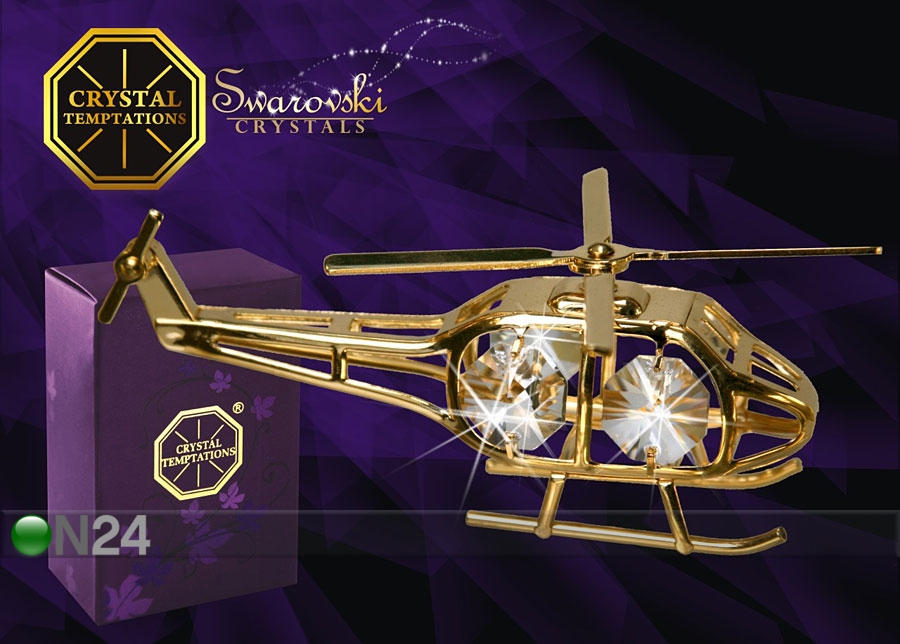 Kullatud Swarovski kristallidega kuju Helikopter suurendatud