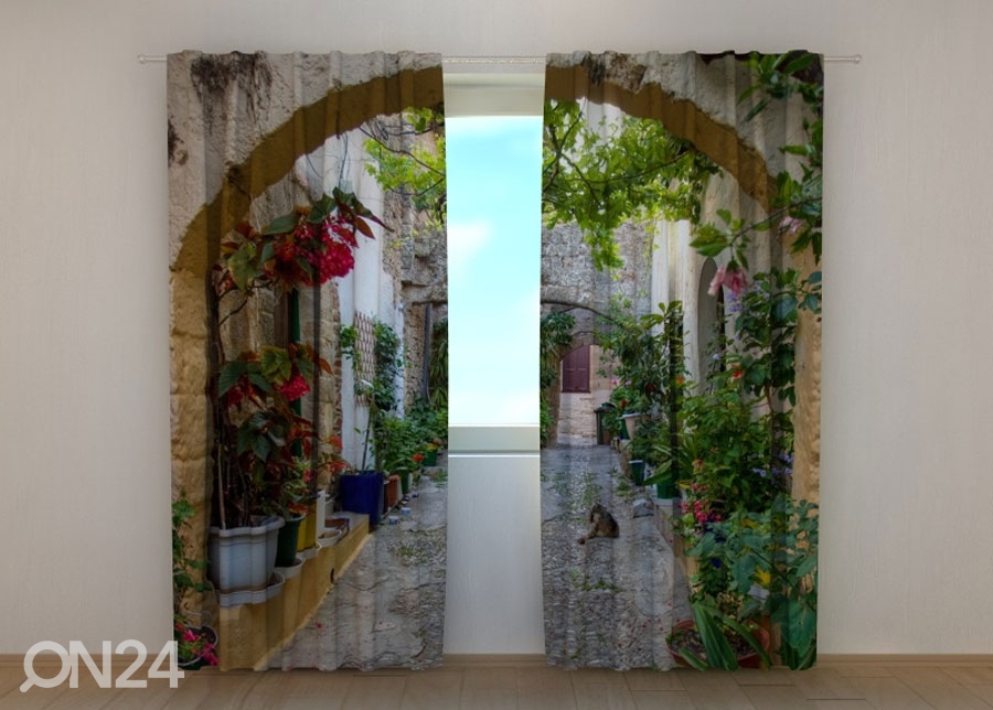 Läbipaistev kardin Arches in Flowers 240x220 cm suurendatud