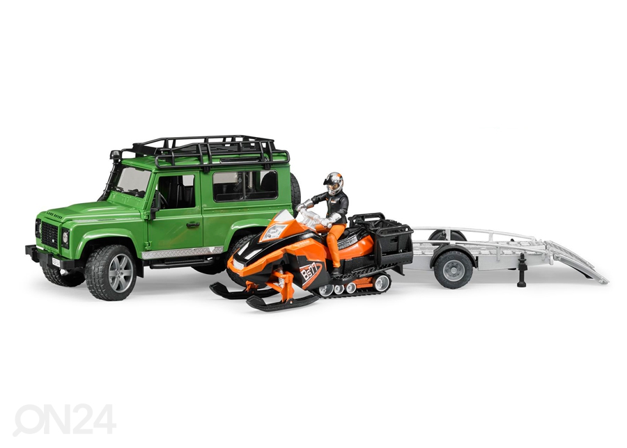 Land Rover haagise ja mootorsaaniga 1:16 Bruder suurendatud