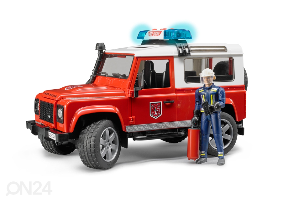 Land Rover tuletõrje heli ja valgusega 1:16 Bruder suurendatud