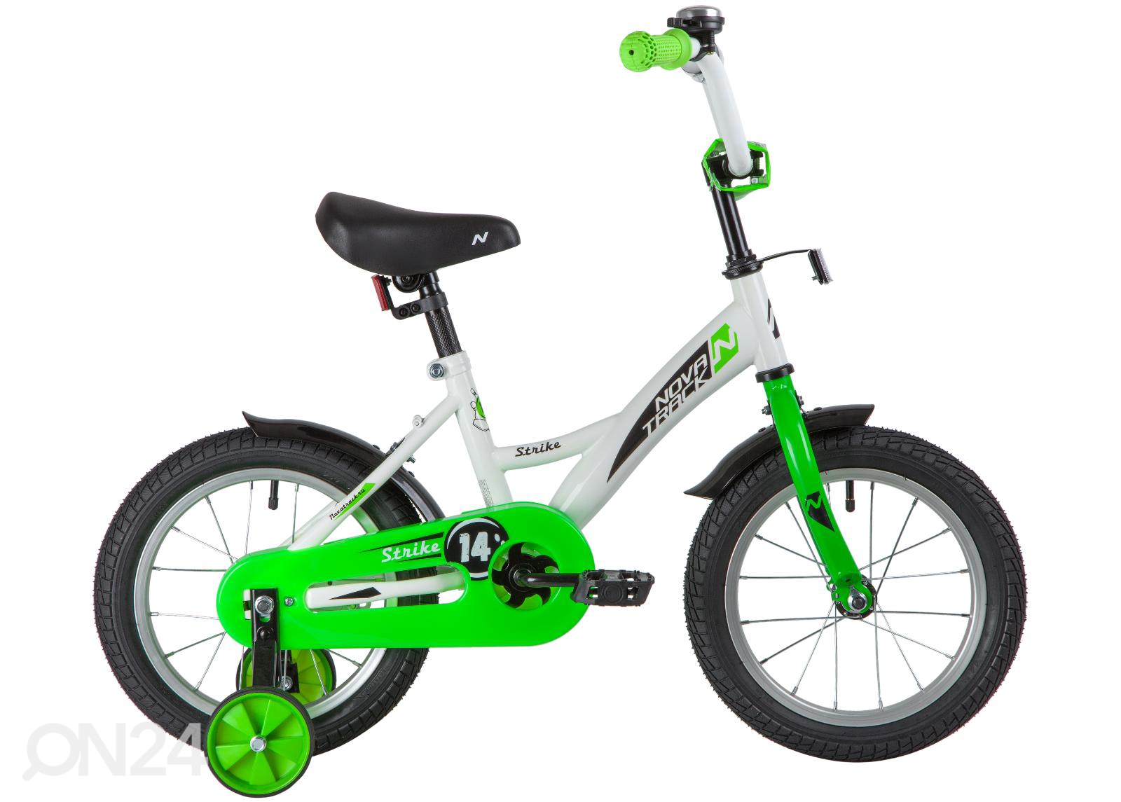 Laste jalgratas 14" STRIKE Novatrack valge/roheline suurendatud