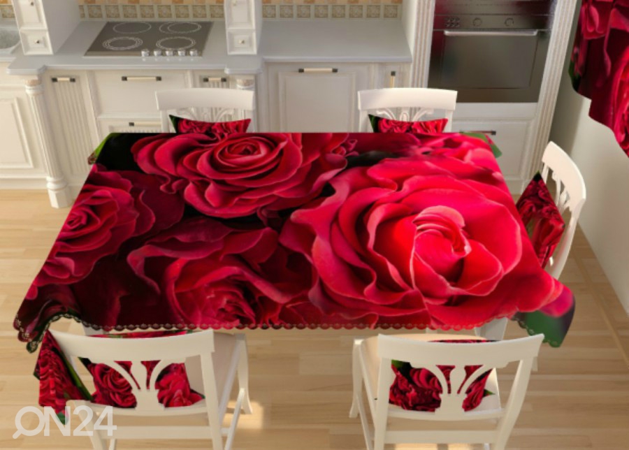 Laudlina Punased roosid 145x200 cm suurendatud
