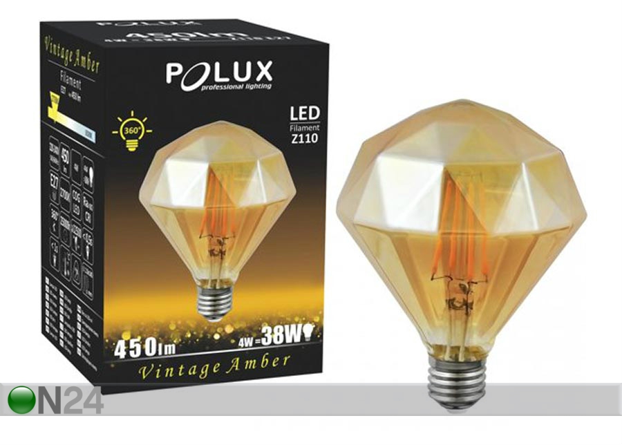 LED bulb filament Amber Diamond elektripirn 4 W suurendatud