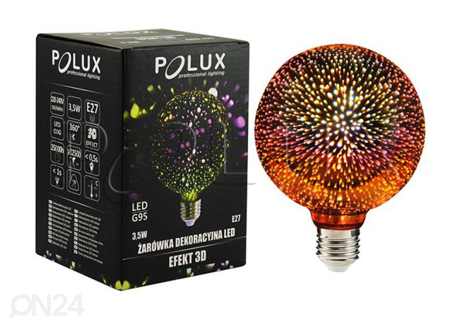 LED filament POLUX 3D elektripirn 3,5 W suurendatud
