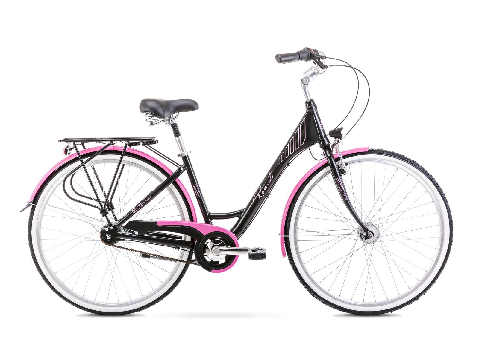 Linnajalgratas naistele 17 M MODERNE 7 must-roosa suurendatud
