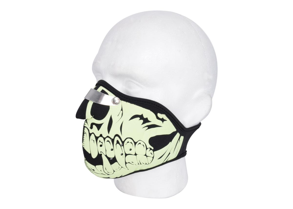Mootorratturi näomask Oxford Glow Skull suurendatud