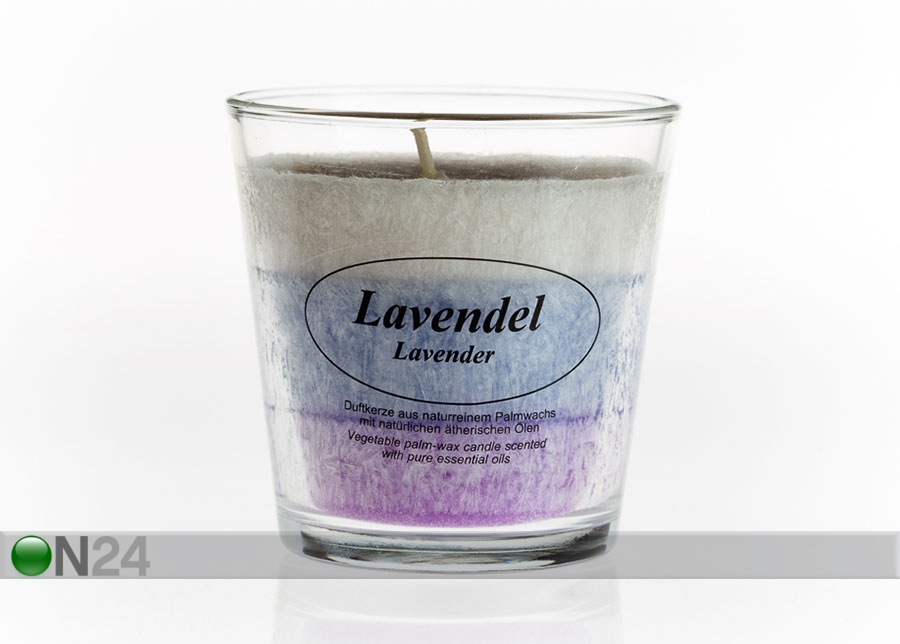 Palmivahaküünal klaasis Lavendel suurendatud
