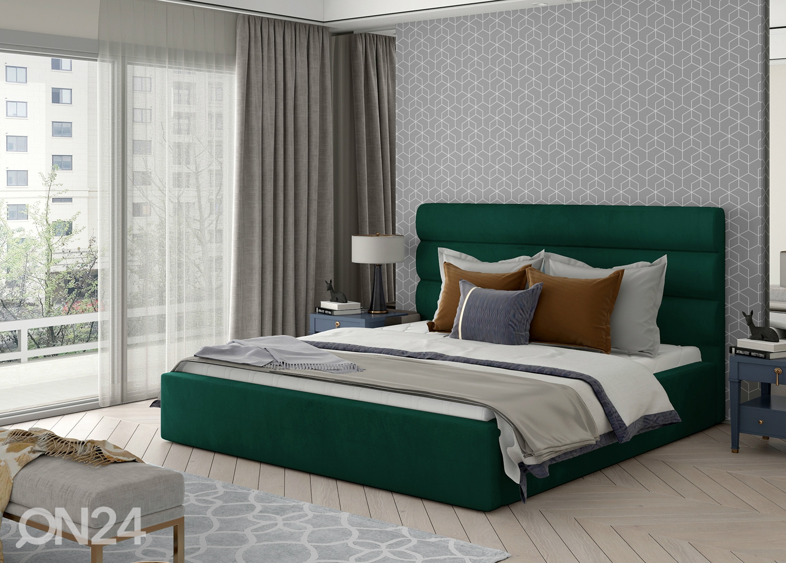 Pesukastiga voodi Caramel 140x200 cm suurendatud