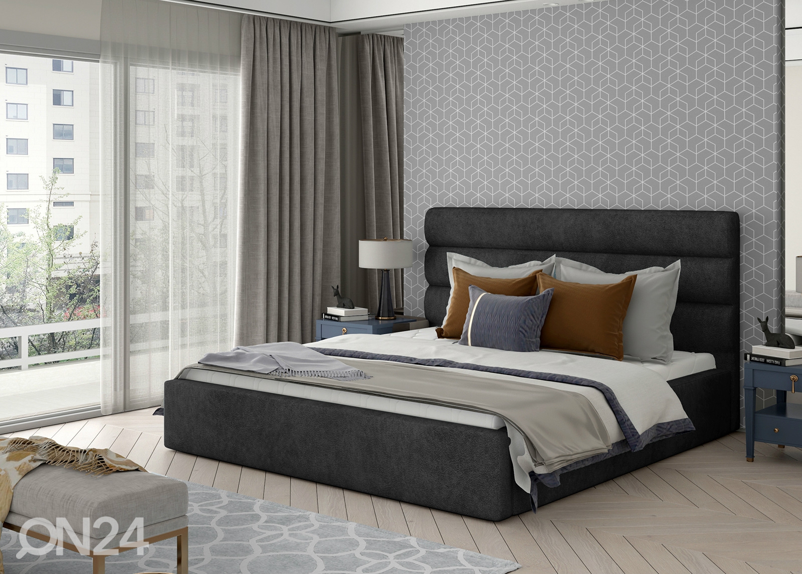 Pesukastiga voodi Caramel 180x200 cm suurendatud