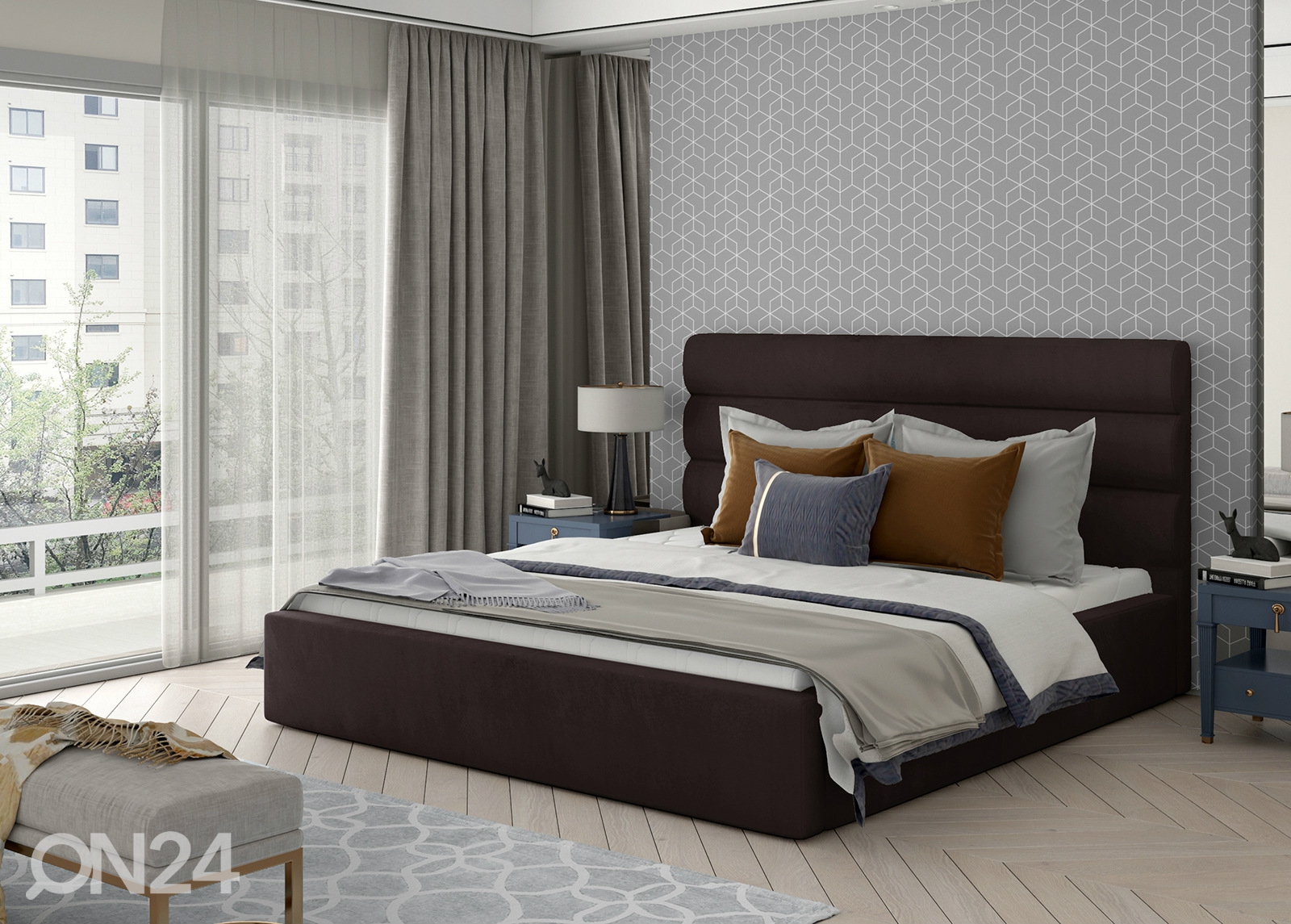 Pesukastiga voodi Caramel 180x200 cm suurendatud