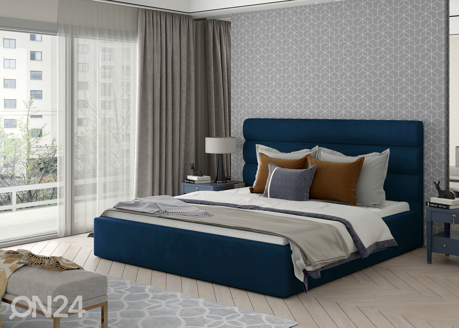 Pesukastiga voodi Caramel 200x200 cm suurendatud