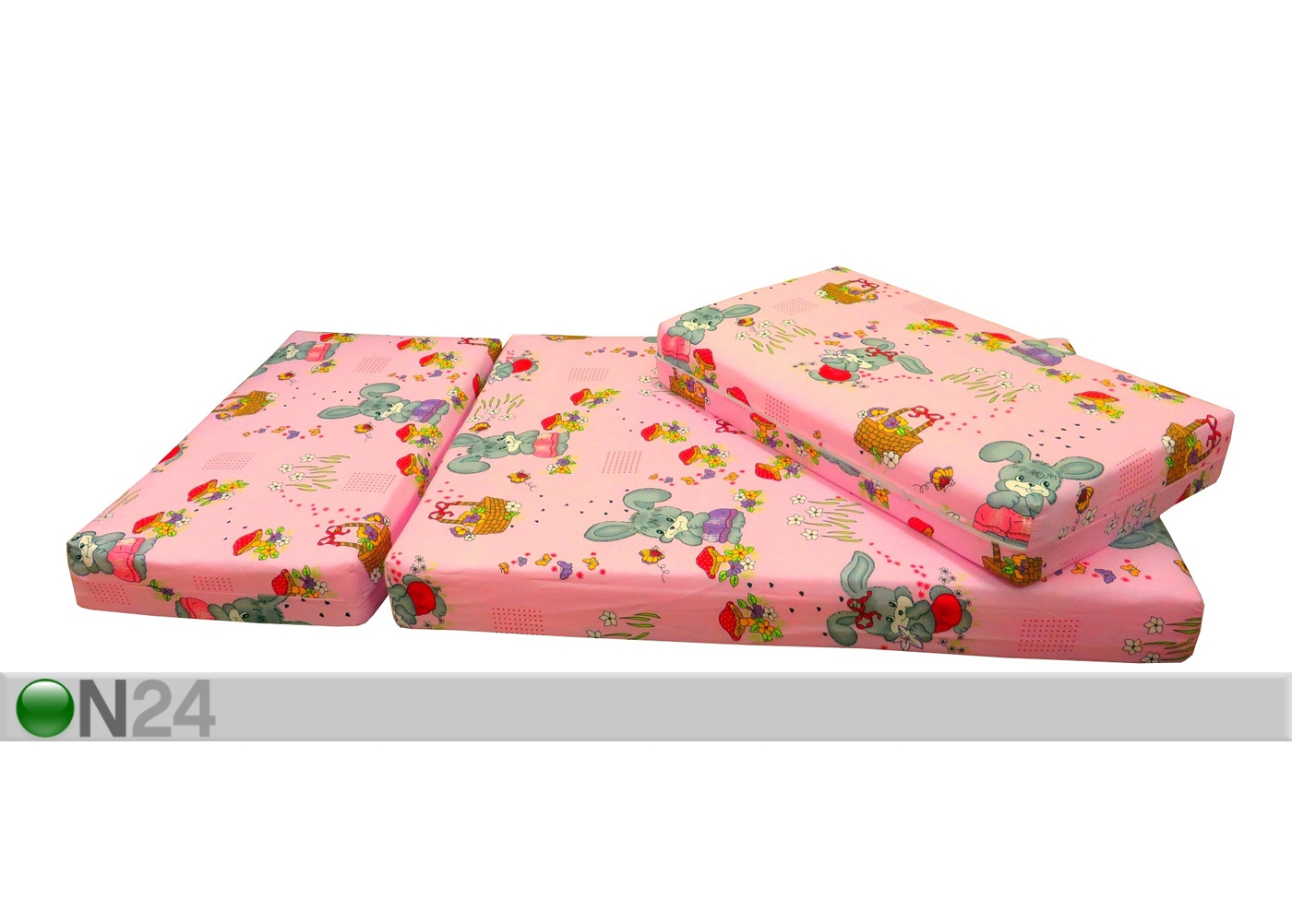 Pikendatav madrats Bunny roosa 75x100+42+42 cm suurendatud