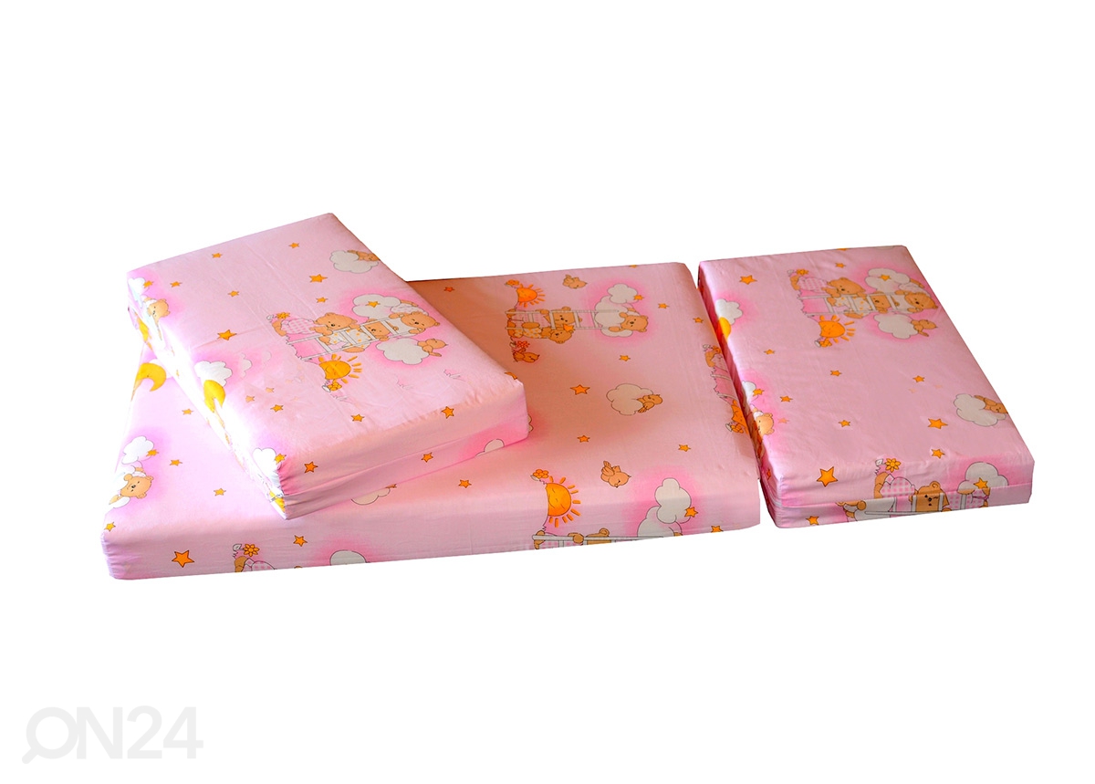 Pikendatav madrats Teddy Bear roosa 75x100+42+42 cm suurendatud