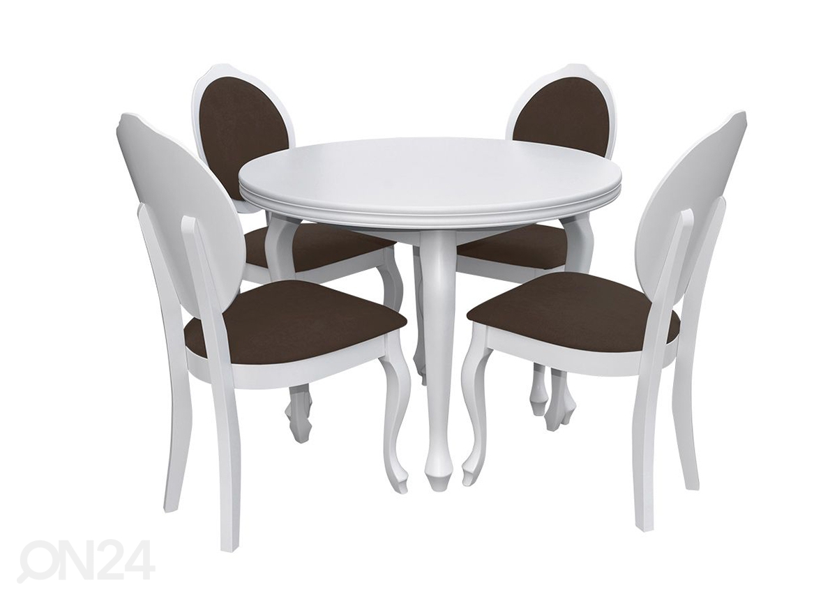 Pikendatav söögilaud 100x100-140 cm + 4 tooli suurendatud