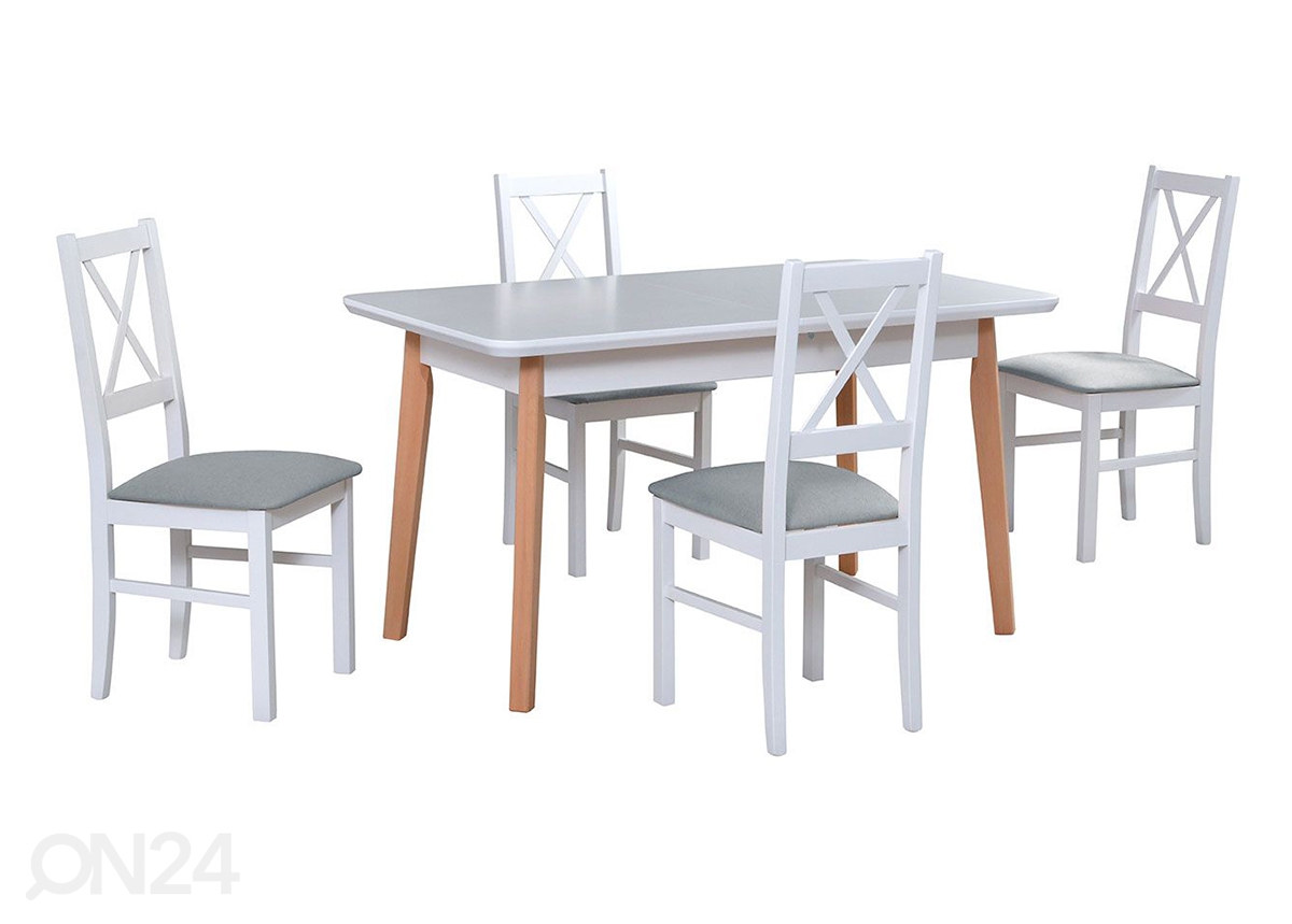 Pikendatav söögilaud 140-180x80 cm + 4 tooli suurendatud