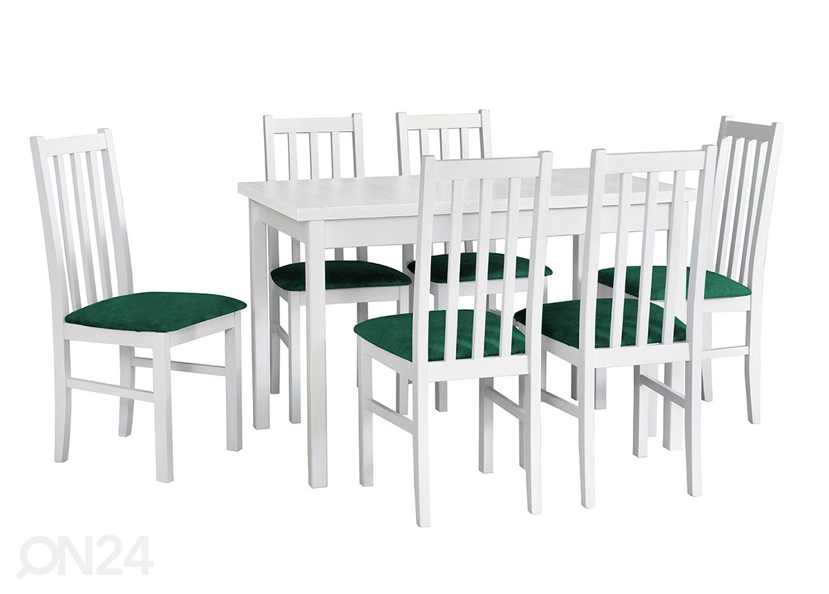 Pikendatav söögilaud 70x120-160 cm + 6 tooli suurendatud