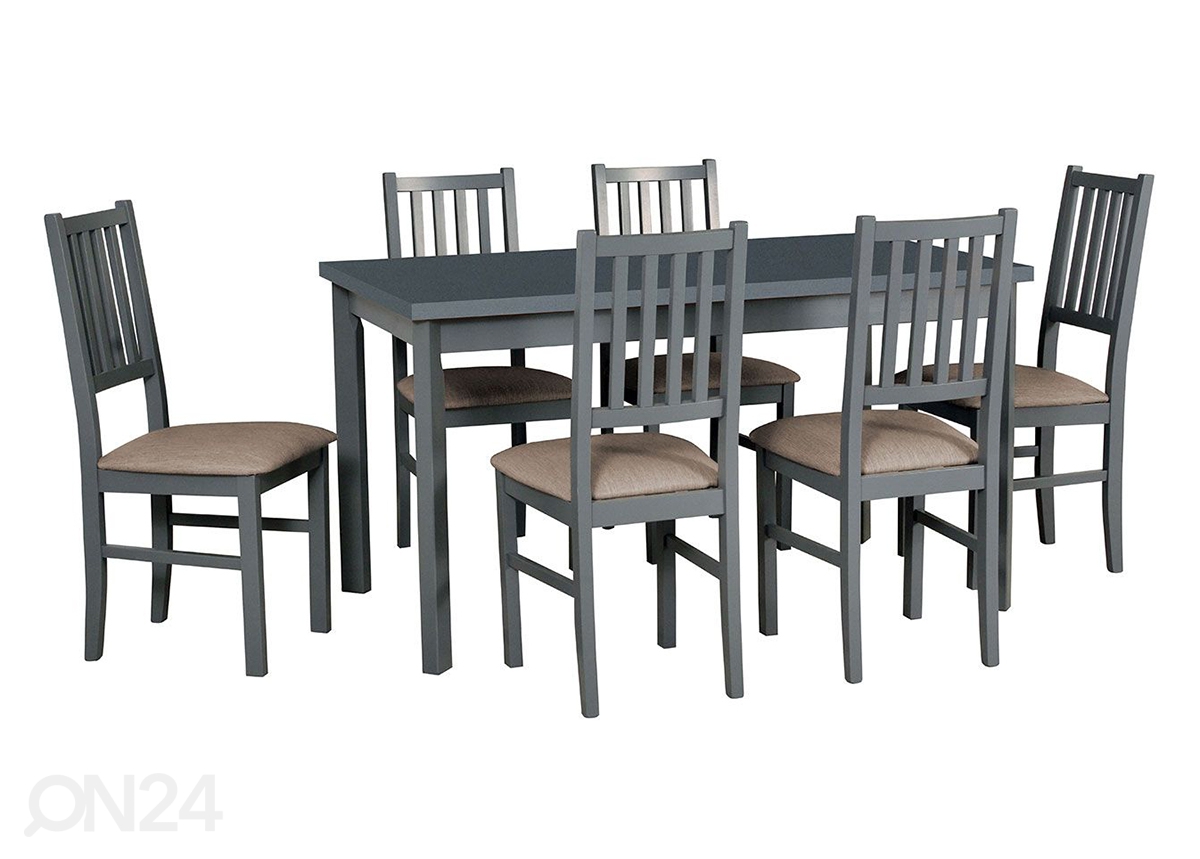 Pikendatav söögilaud 80x120-150 cm + 6 tooli suurendatud