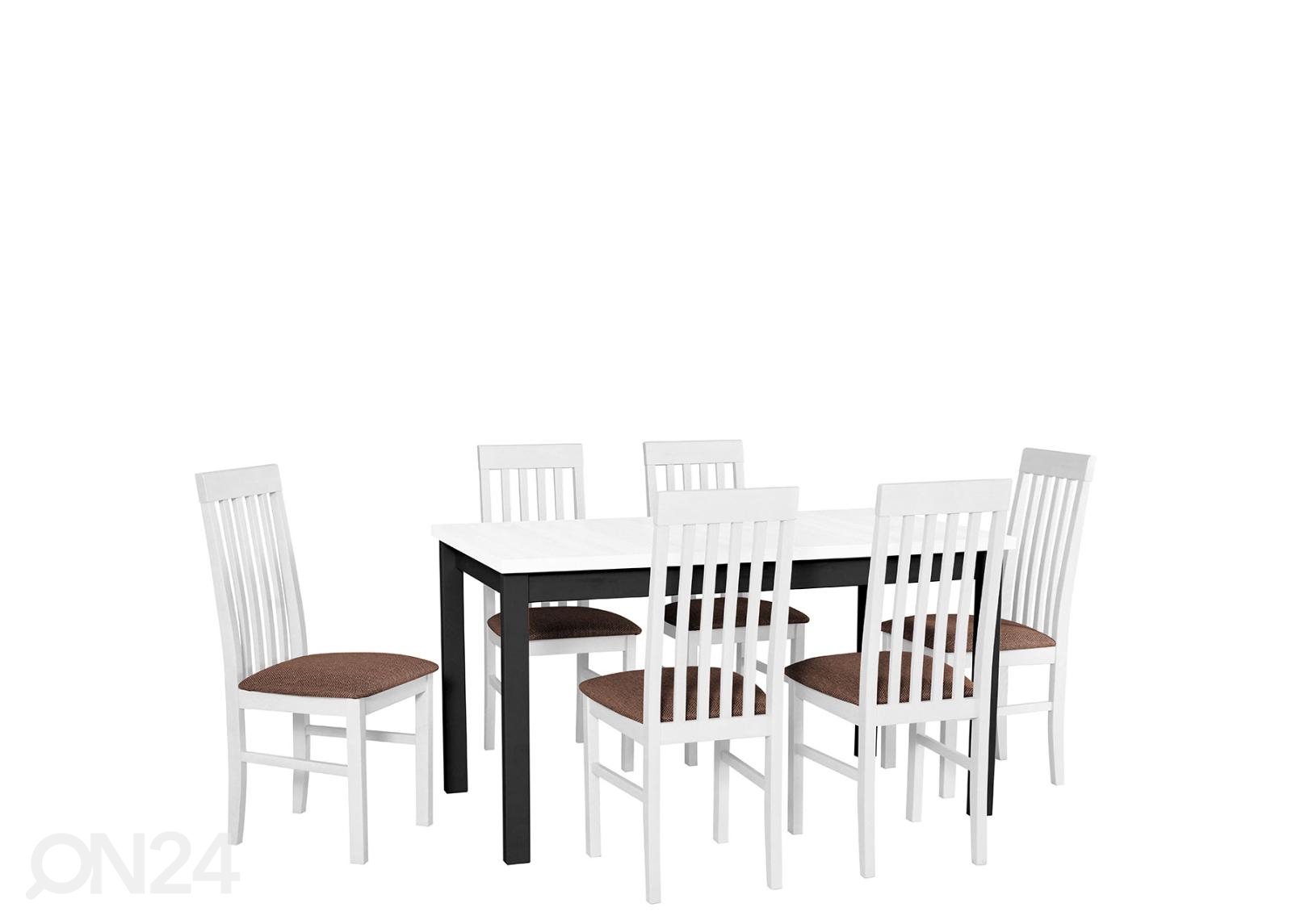 Pikendatav söögilaud 80x140-150 cm + 6 tooli suurendatud