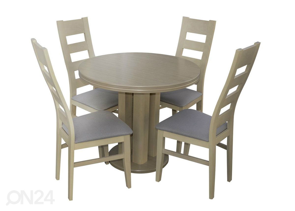 Pikendatav söögilaud 90-240x90 cm + 4 tooli suurendatud