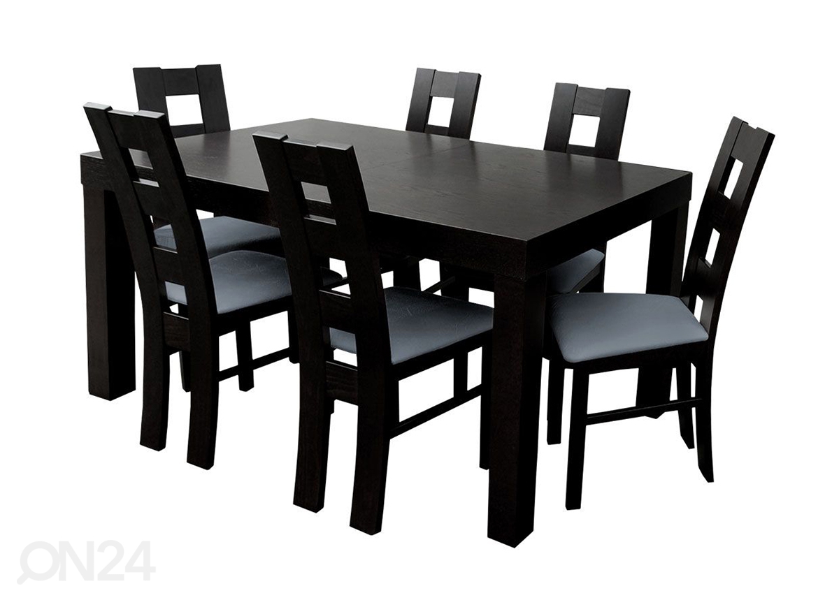 Pikendatav söögilaud 90x160-210 cm + 6 tooli suurendatud