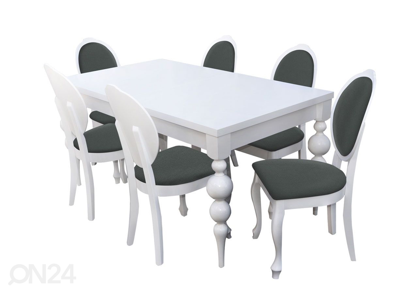 Pikendatav söögilaud 90x160-215 cm + 6 tooli suurendatud