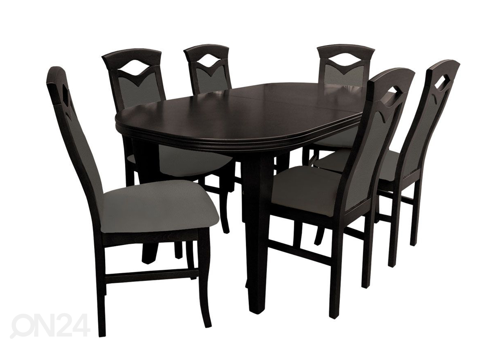 Pikendatav söögilaud 90x160-240 cm + 6 tooli suurendatud