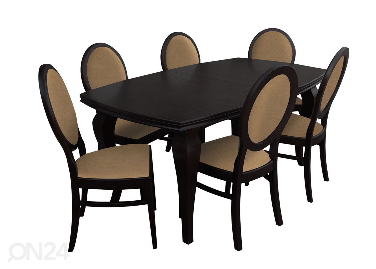 Pikendatav söögilaud 90x170-250 cm + 6 tooli suurendatud